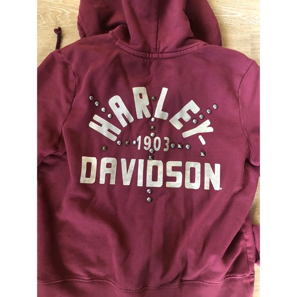 Harley Davidson Women's Zip Up Hoodie Burgandy Wine Size Medium - Picture 7 of 11